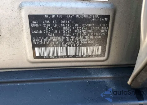 2011 Subaru Outback 2.5I Limited из США, поврежденный, VIN 4S4BRBLC7B3319571